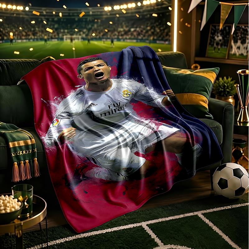 Ronaldo's Real Madrid Legacy Blanket Flannel Throw for Sofa, Indoor, Camping, Living Room, Office, Chair, And Bed Soft Birthday Gift