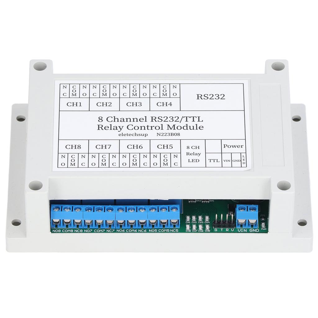 N223B08 8CH DC 12V RS232 Relay Module Serial Port Remote Control Switch Board with LEDWith Shell