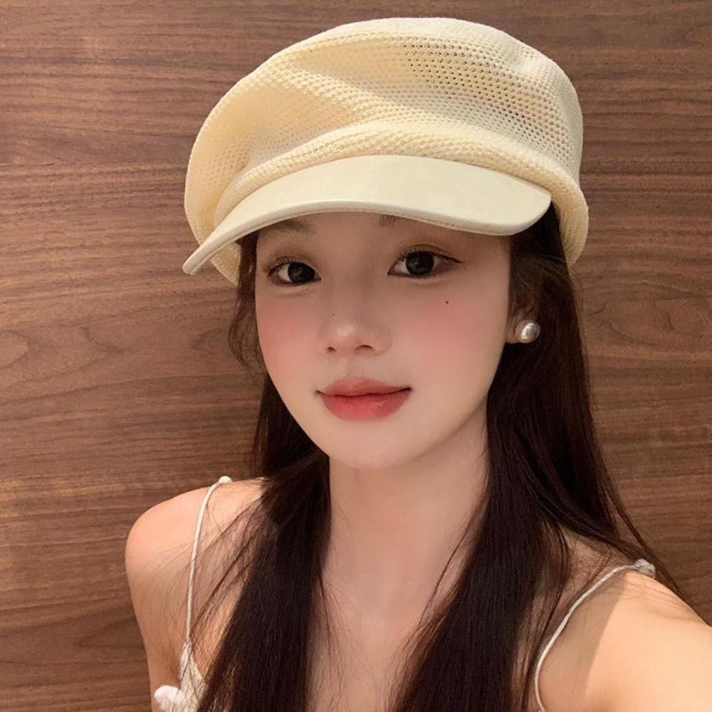 Korean Painter Berets Thin Beanie Cap Vintage Hollow Knitted Beret  Girls
