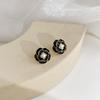 Elegant Gold-Plated Black Zircon Stud Earrings - Niche Design for a Luxurious Fashion Statement
