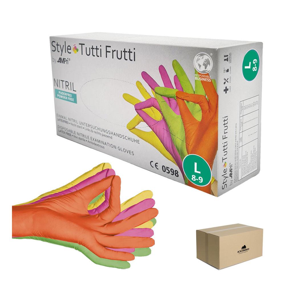 Nitrile Gloves Colorful Ampri Style Tutti Frutti 96 Pieces Carton 10 Pack