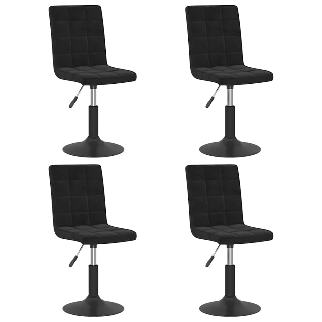 Vidaxl Swivel Dining Chairs, 4 Pcs, Black, Upholstered In Velvet