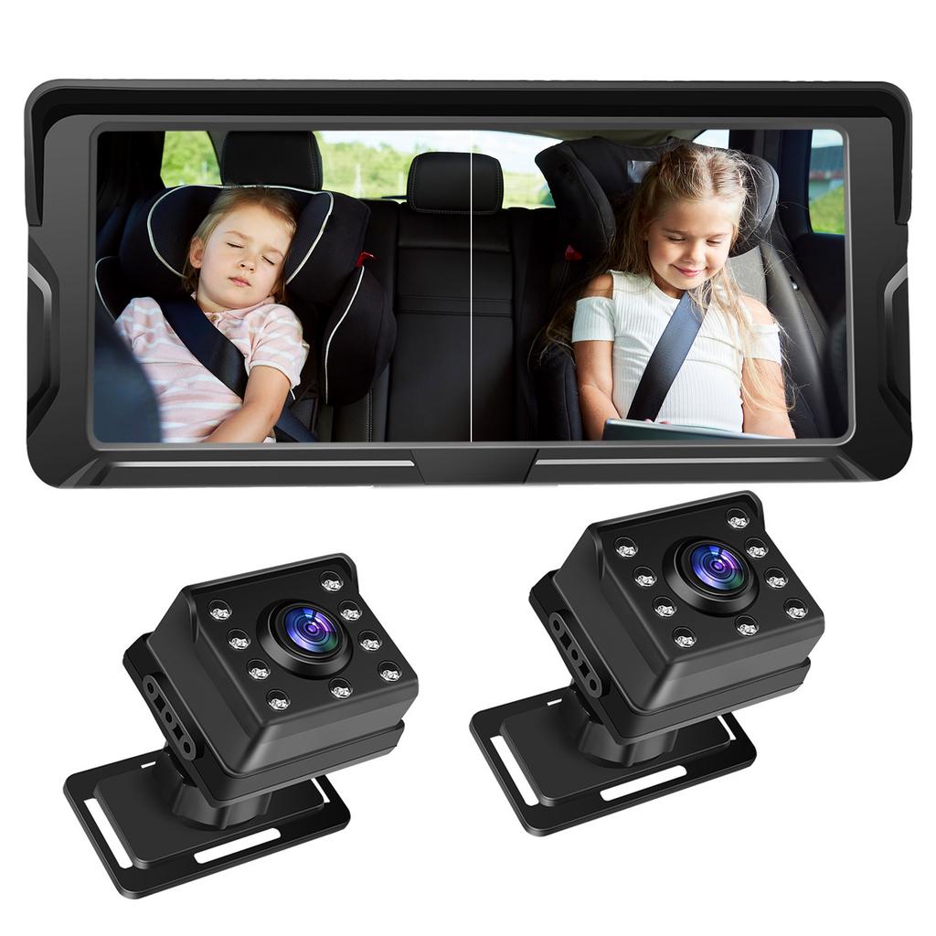 Baby Car Camera Dual Channel 6.8 Inch 1080P Baby Monitor with IR Night Vision Camera and 150 Degrees  Wide Viewing