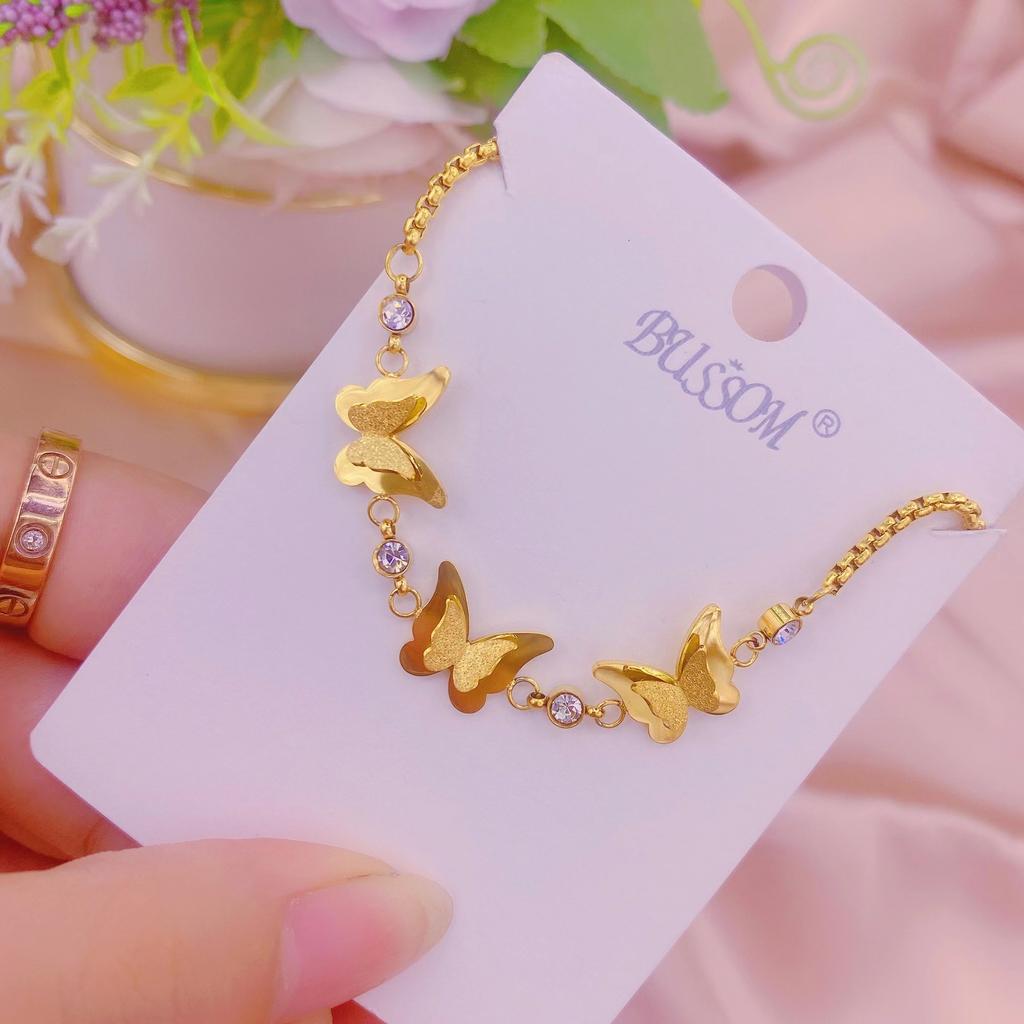 316 Stainless Steel Gold Color Butterfly Charms Bracelet For Women Vintage Rustproof Girls Wrist  Party Wedding Gift