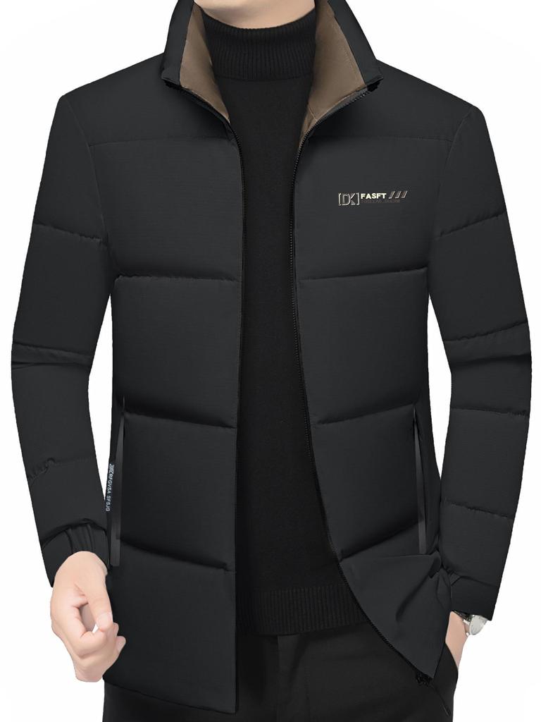 Men's 2025 Winter Stand-up Collar Warm Cotton Jacket - Fashionable Business Bread Jacket for Middle-aged Dads
