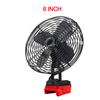 6/8In Camping Fan Outdoor Fishing Wireless Desktop Portable Metal Fan Strong Wind Fan For Makita/Dewalt/Milwaukee 18V BatteryPin