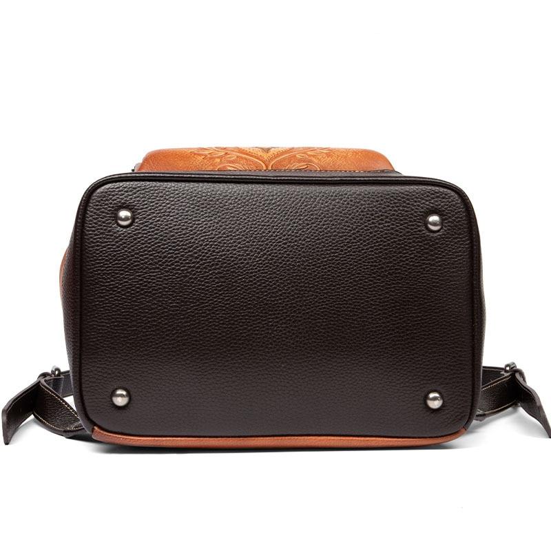 Johnature Tasche Geprägte Frauen Rucksack Weiches Rindsleder Vintage Große Kapazität Outdoor Reisetaschen