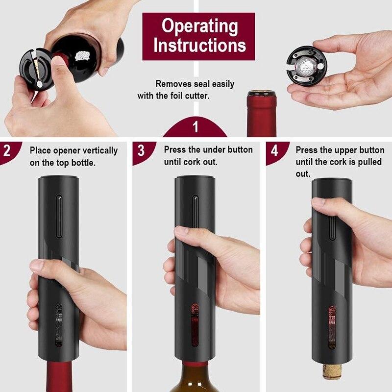 Electric Wine Opener Battery Wine Bottle Opener with Film and USB Charging Cable, Suit for American Home | Holes