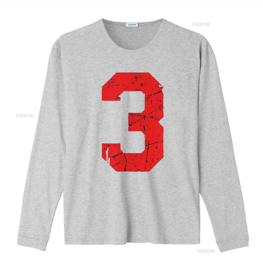 Numer 3 Koszulka Sportowa Czerwona Zniszczona Vintage Szczęśliwa Koszulka vintage Prana moda streetwear Wygodna Stylowa Miękka