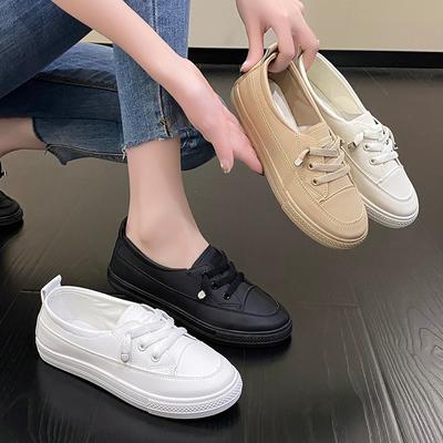 Low Platform Sneakers Women Shoes Female Pu Leather Walking Sneakers Loafers White Flat Slip On Vulcanize Casual Shoes
