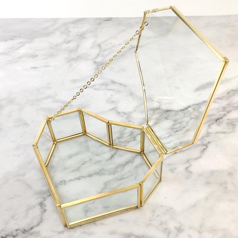 Klappbare herzförmige geometrische Schmuckschatulle aus Glas, Glas-Ringbox, multifunktionale Schmuck-Präsentationsbox