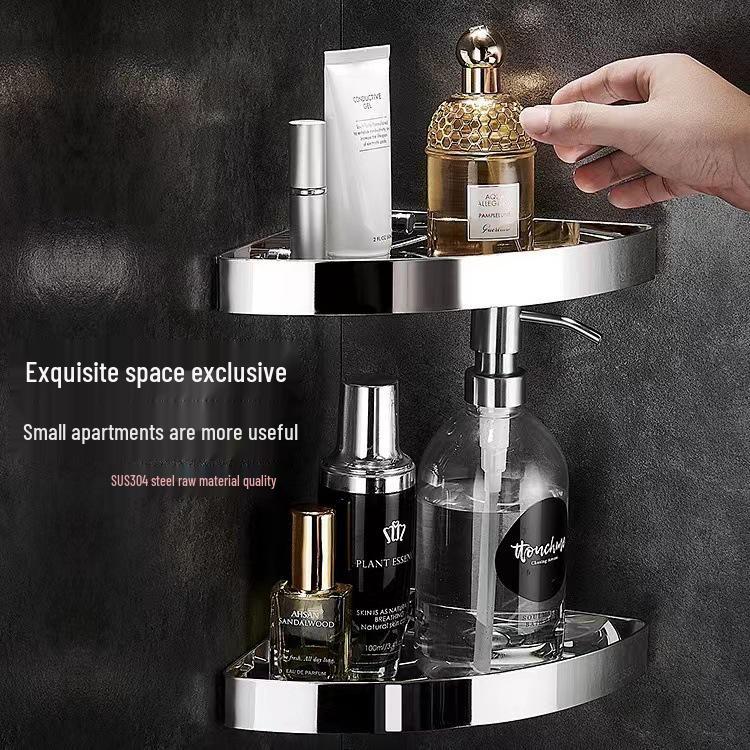 Lochfreie 304 Edelstahl Eckregal für Badezimmer und Hotel Wandmontierte Aufbewahrung