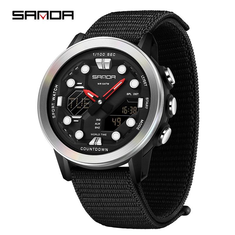Sanda Watch: Student Fashion Sport, Waterproof, Dual Display, Unisex.