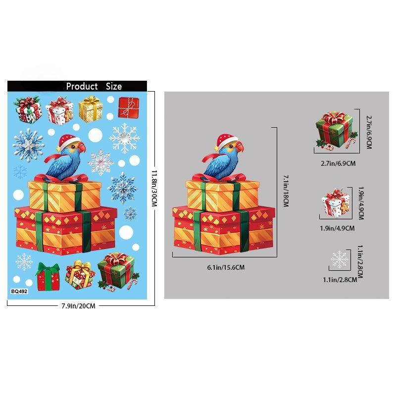 

2025 Christmas Static Window Clings - Gingerbread Man Snowman Snowflake & Santa Claus Decals for Xmas Holiday Party Decorations