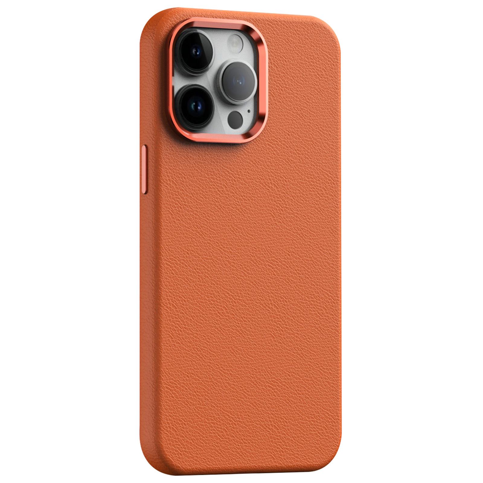

For iPhone 14 Pro Case Military Grade PC+PU Slim Phone Cover Compatible with MagSafe Orange