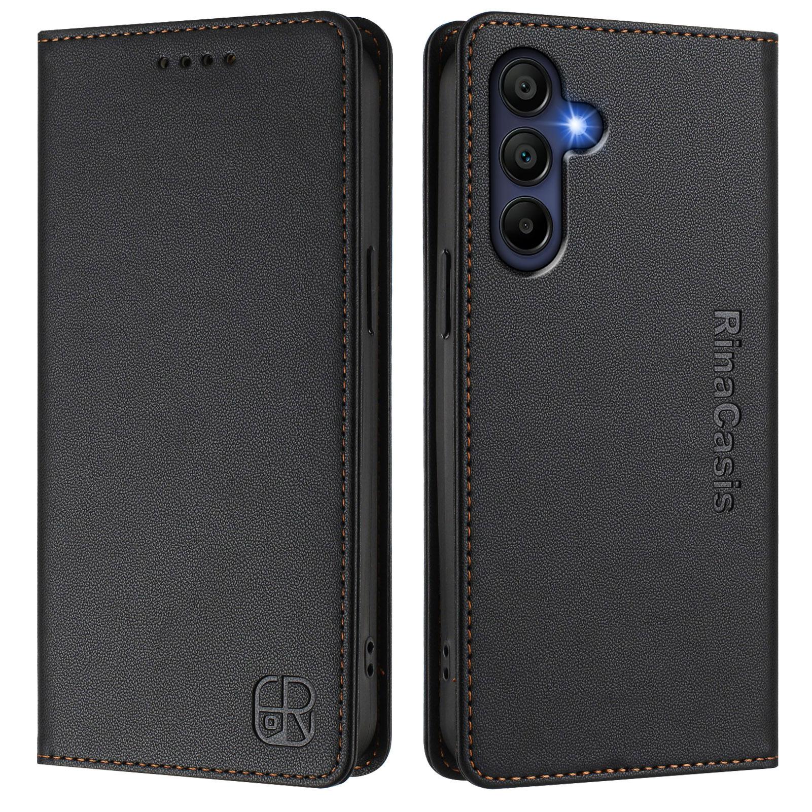 

Для Samsung Galaxy A56 5G RINACASIS RC01 Шкіряний чохол Гаманець з RFID-блокуванням Підставка Магнітна застібка Протиударний чохол для телефону Black