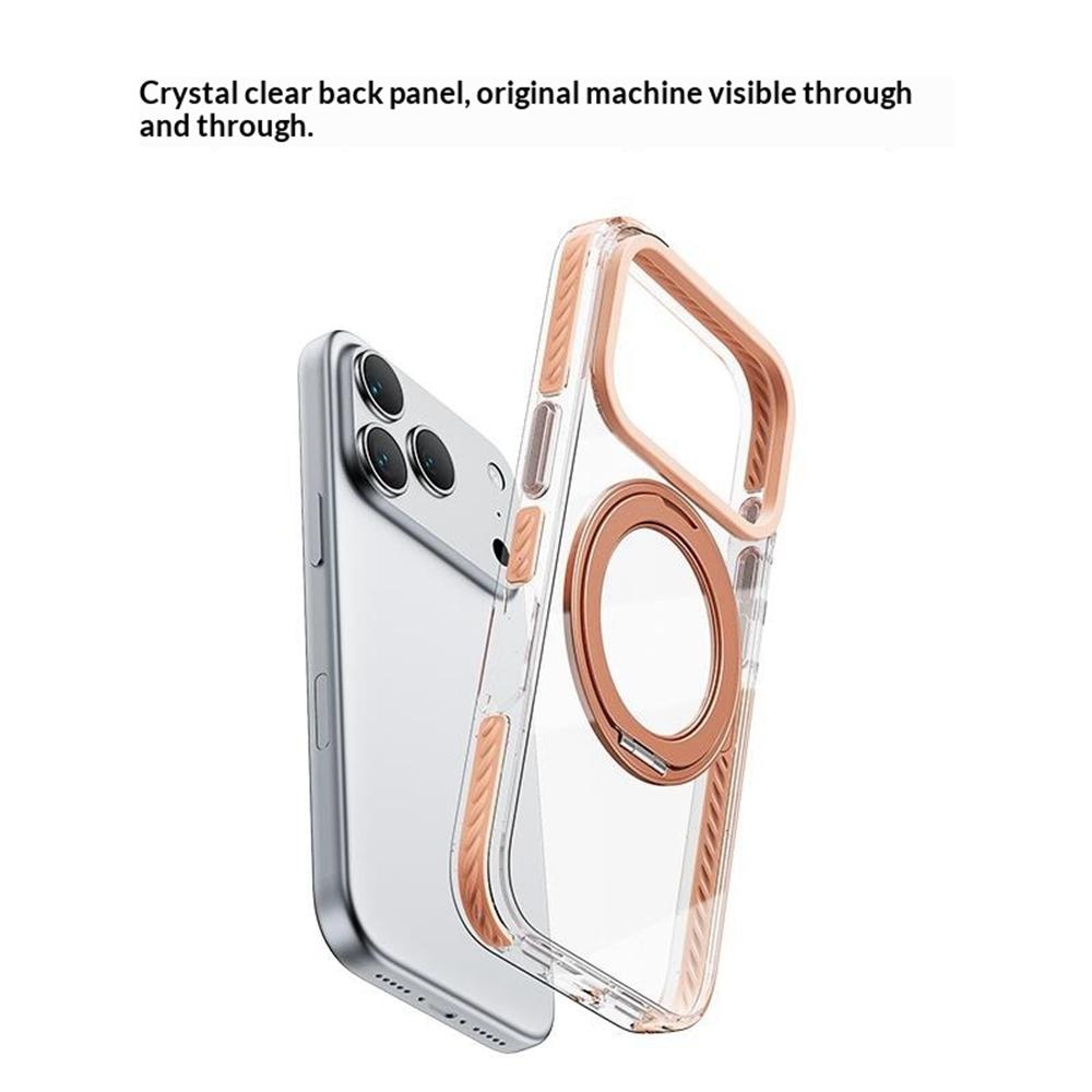 For iPhone 17 Pro Case Rotating Kickstand TPU + TPE Phone Cover Compatible with MagSafe