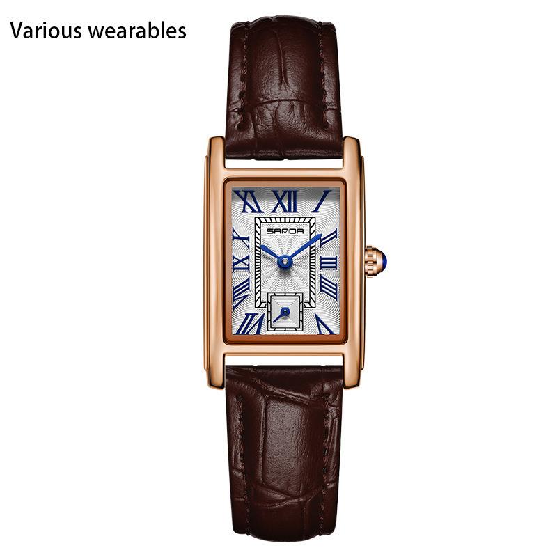 

Кварцевые часы с квадратным стальным ремешком и римскими цифрами, водонепроницаемые кварцевые женские часы на пояс