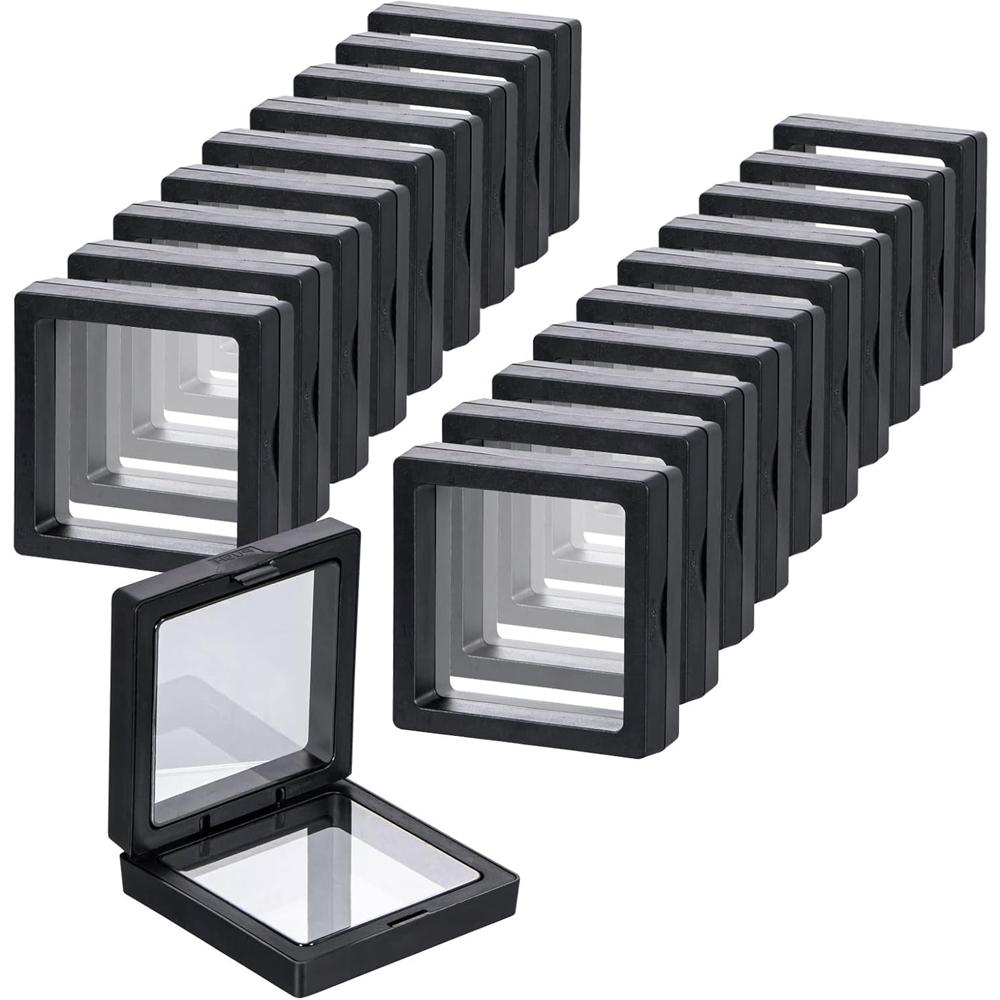 

20pcs Black 3D Floating Frame Display Holder Stands Coin Display Case 3D Floating Jewelry Frame for Challenge Coins 20pcs