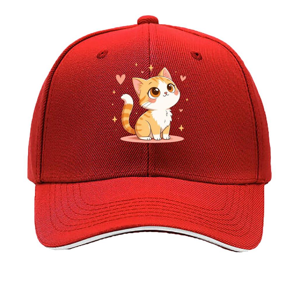 Cute Orange White Kitten Heart Stars Cartoon Sandwich Baseball Cap Unisex Women Sun Cap Outdoor Workouts Hat
