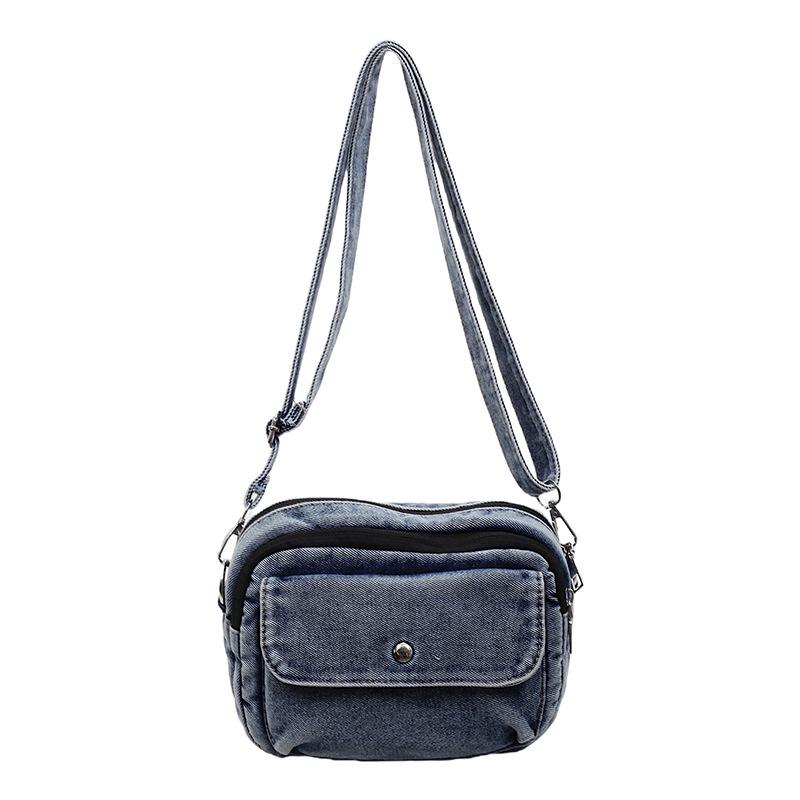 

Multi-Compartment Denim Bag Lightweight Mobile Phone Bag Women s Shoulder Crossbody Bag Small Square Bag джинсовий синього кольору