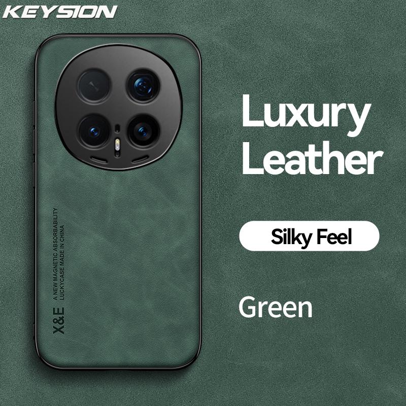 

KEYSION Luxury Retro PU Leather Phone Case for HONOR Magic8 Pro 5G Silicone+PC Shockproof Phone Cover for Huawei Magic 8 Pro 5G for Magic 8 Pro зелёный