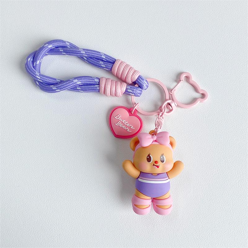 Little Bear Naughty Cool Pants Cartoon Keychain: Cute Couple & Bestie Bag Charm
