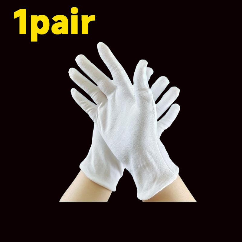 

Fashion New Solid Color Etiquette Mittens White Cotton Gloves for Women Men Waiter Driver Jewelry Worker Sweating Finger Gloves
