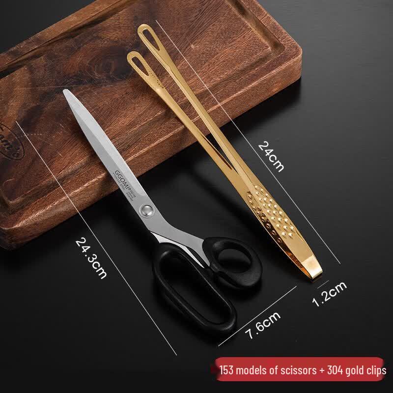 Gold Extended 304 Stainless Steel Korean BBQ Tongs