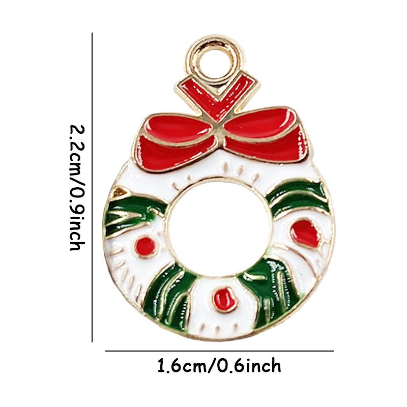 10pcs Bell Xmas Tree Enamel Pendant Santa Snowflake Charms DIY Christmas Gift Necklace Bracelet Accessories Party Supply