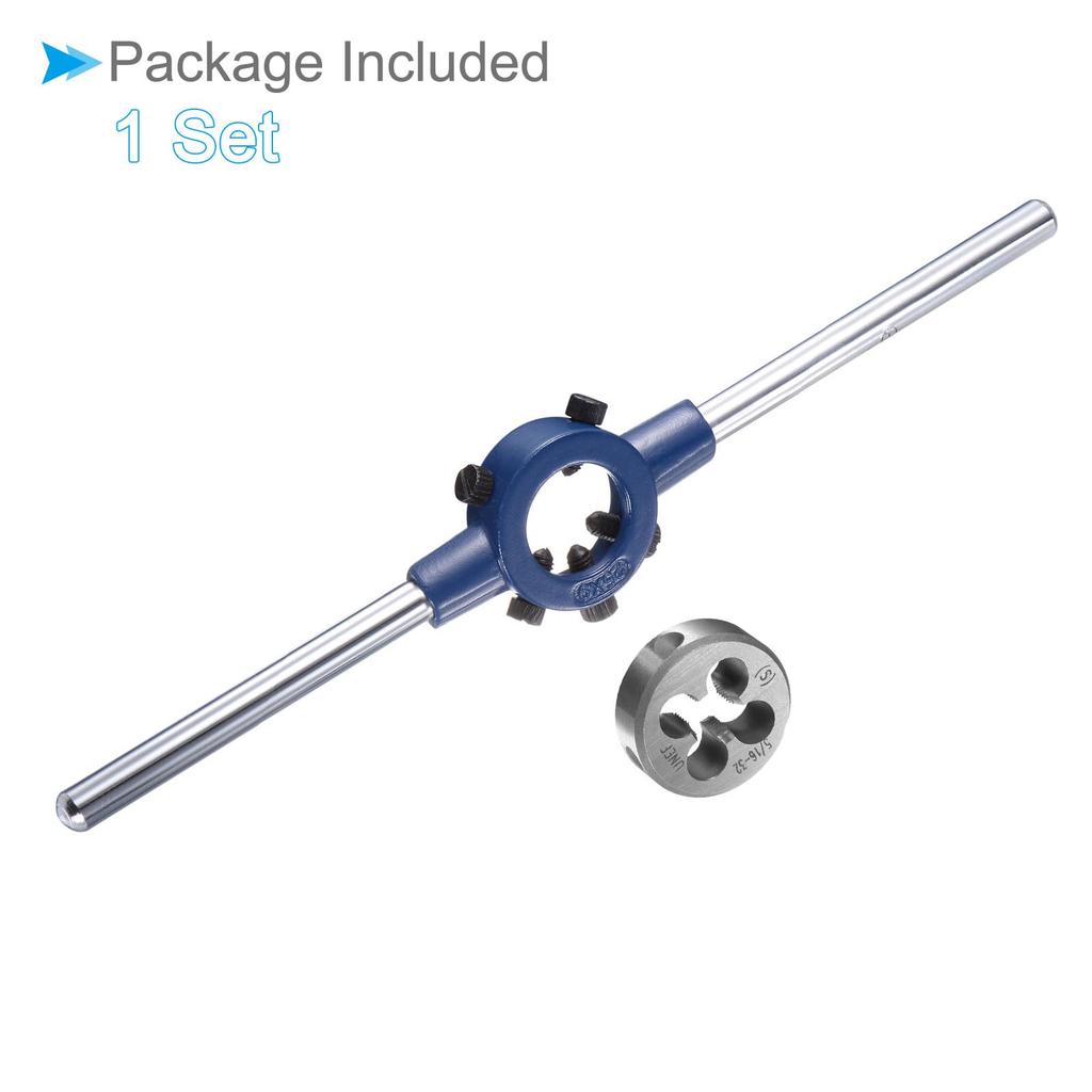 CoCud Die Stock Handle Set, 5/16-32 UNEF Thread Die, Fits 16mm-25mm Outer Diameter M7-M8 Die Wrench Tool Kit, for Thread Cutting and Repair, 1 Set