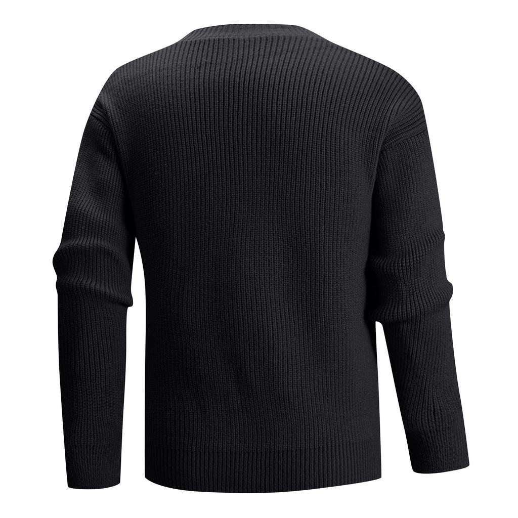 Herren Einfarbiger Pullover Gestrickte Strickjacke Einreihig mit Knöpfen Britischer Stil Jacke