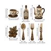 7Pcs Vintage Coffee Utensil Wooden Ornament Dining Room Wall Decor Set  For Home Kitchen