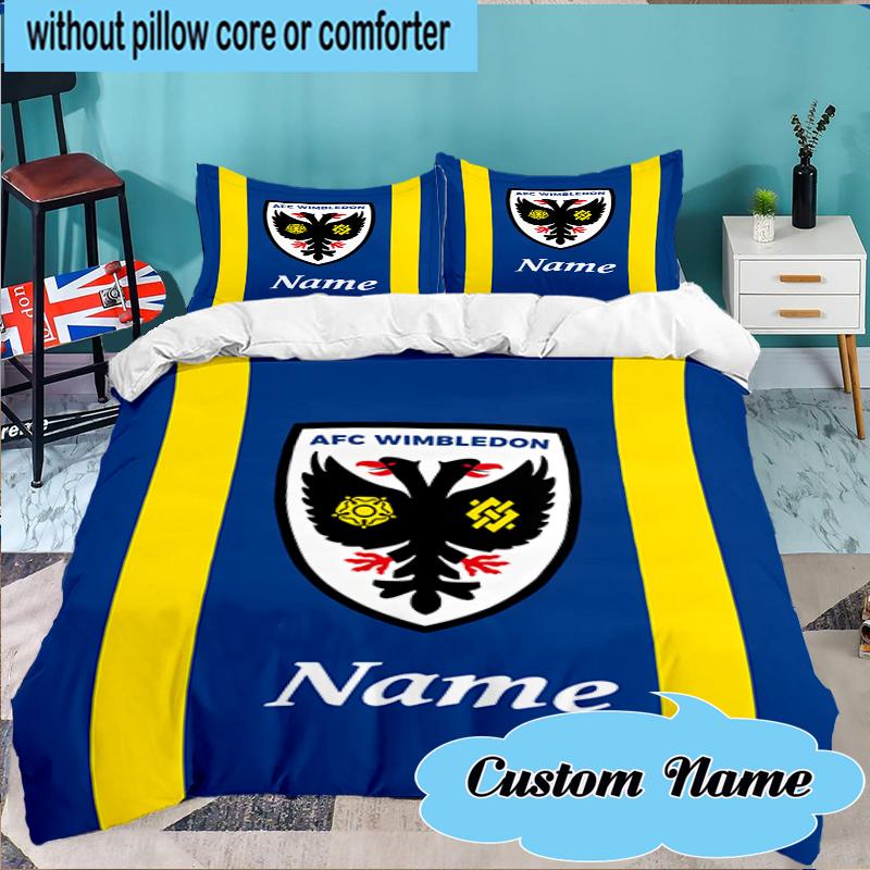 Custom Name Wimbledon Football Crest Bedding Set 3pcs, Bedding Set Including 1pc Duvet Cover And 2pcs Pillowcases for Bedroom, Dormitory Gift