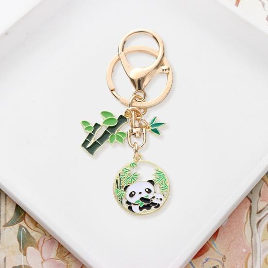 Neujahrs-Schlüsselanhänger, Panda-Bambus-Kranz-Anhänger, polierter Karabinerhaken, leicht, Umhängetasche, Schultasche, Dekoration, Anhänger, Schlüsselanhänger