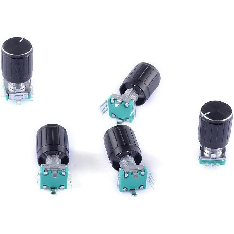 5Pcs 360 Degree Rotary Encoder Code Switch Digital Potentiometer with Push Button 5 Pins and Knob Cap for Arduino (Pack of 5) CYT1100