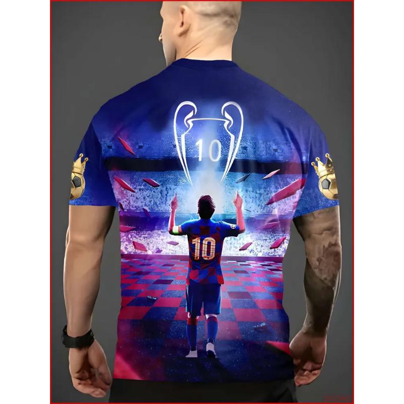 Modisches Herren-Rundhals-Kurzarm-3D-Casual-Farbprint-Casual-Kurzarm-Rundhals-T-Shirt