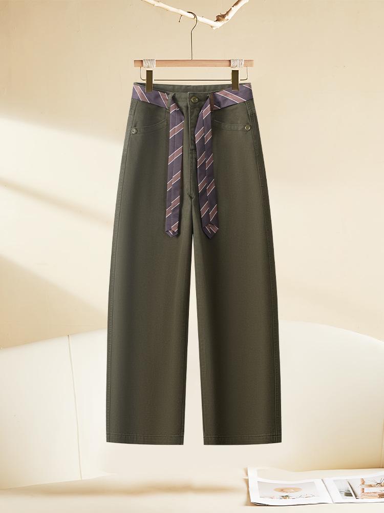 2025 A/W Women's Ribbon High-End Drapey Straight-Leg Jeans