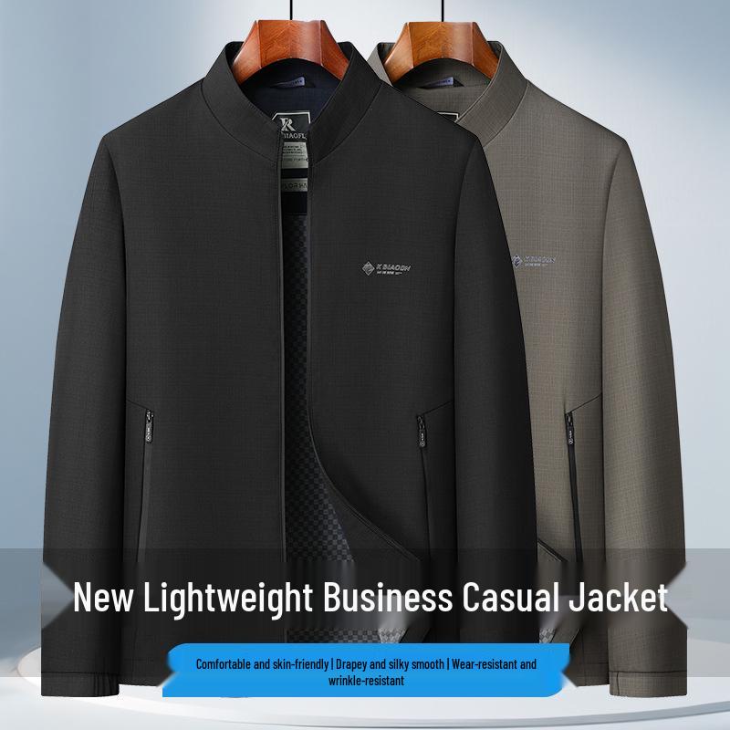Men's Stand Collar Jacket - Spring/Autumn 2026 Business Casual for Middle-aged & Elderly