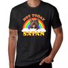 NOT TODAY SATAN! - Roger the Cat, Death Metal Rainbow Smiles T-Shirt Anime Clothes Plus Size Tops Blouse T Shirts Men