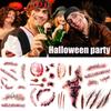 Halloween Waterproof Temporary Tattoo Stickers Sexy Bloody Makeup Zombie Scar Tattoo Decoration Wound Horror Blood Sticker