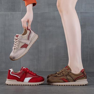 Nuovo autunno colore pelle retrò abbinamento fondo spesso tempo libero sport donna moda tempo libero