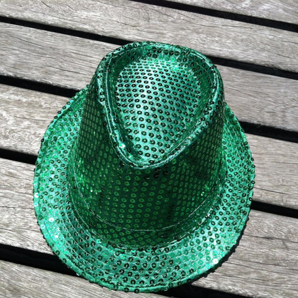 

Children Jazz Top Hat Bright Color Sequined Show Hat Adult green #1