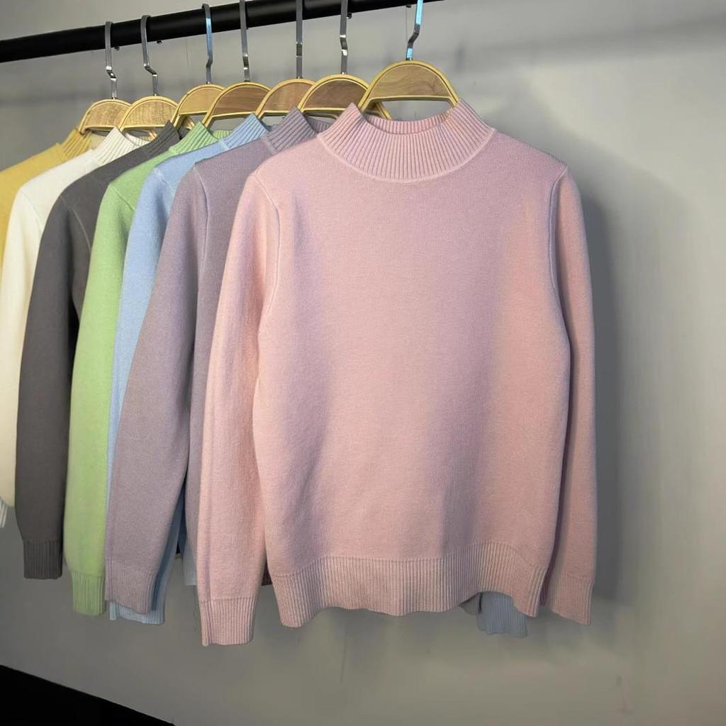 Dámský pulovr s polovičním rolákem z imitace norkového rouna pro podzim a zimu