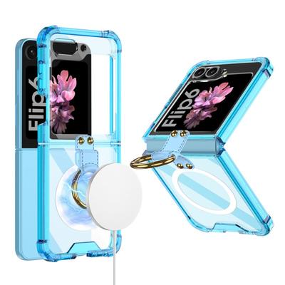 Phone Case Galaxy Z Flip 8 7 6 5 Magnetic Ring Holder Transparent Shockproof Cover