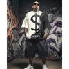 S-9XL Große Größen Herren Oversized Passform, Dollarzeichen, Camouflage, Flammen & Okkultes Print T-Shirt & Shorts Set, Lässiges Streetwear Outfit