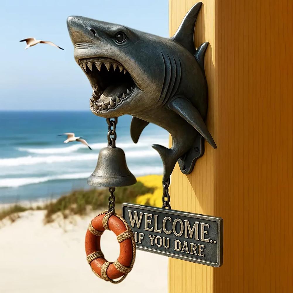 Shark Attack Wall Bell Funny Shark Shape DoorBells Shark Attack Wall Welcome Doorbell for Home Patio Garden Porch Yard