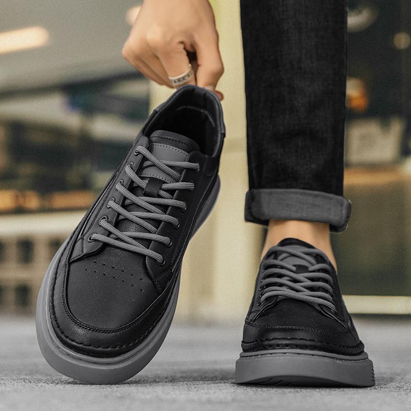 Skórzane Buty Codzienne Męskie Luksusowe Białe Trampki Moda Outdoor Projektant Mody Uniwersalne Retro Niskie Buty do Chodzenia Męskie