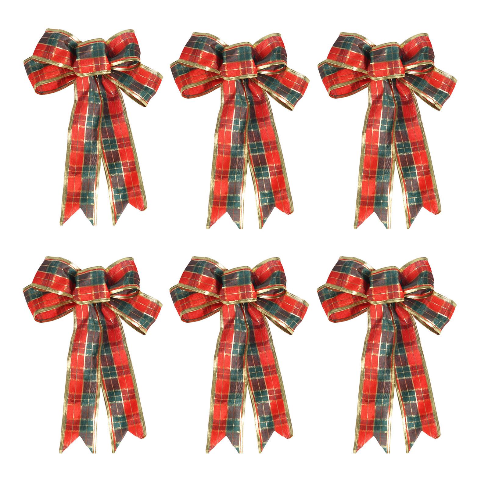 

Ленточный венок-бантик шириной 9,44 дюйма, длинные хвосты 9,44 дюйма, лента для рождественской елки, зимнее украшение, рождественский декор, украшение для входной двери 6 шт. One Size