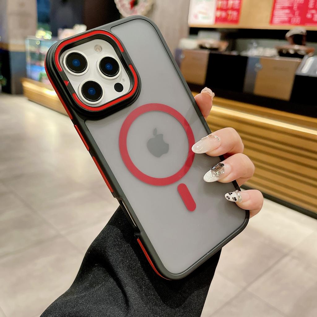 This Anti-slip 15p Wireless Charging Case Is Suitable for The Apple 16Pro Dual-color Bezel Magnetic Lens Holder